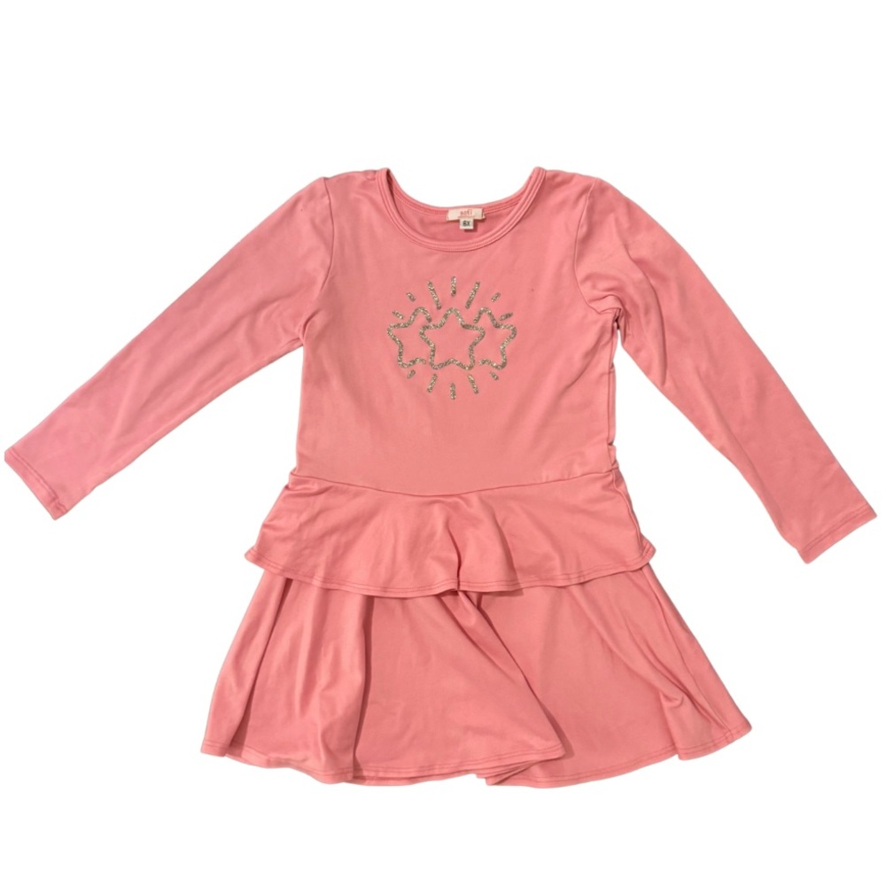 Sofi Girls long sleeve pink with glitter stars Dress sz 6X excellent condition